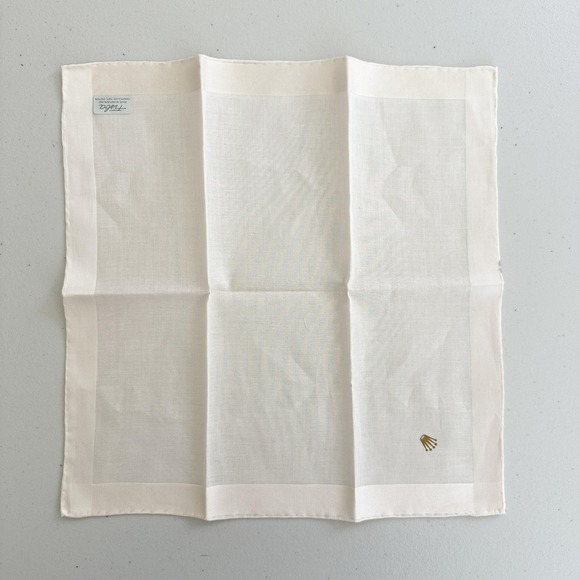 Rolex Fisba Handkerchief Pocket Square Mens Beige Cotton Swiss Gold Crown Logo - Picture 2 of 7
